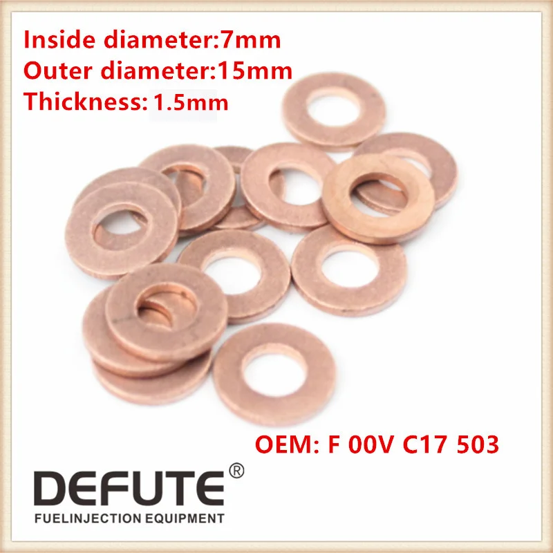 100 pieces copper ring gasket Size 7*15*1.5 (mm) Thickness 1.5mm Adapted F00VC17503 injector oil injection heat shield BSKA1Z12