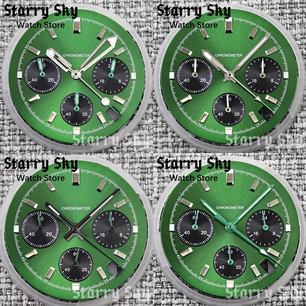 Starry Sky 30mm High Quality Green Quartz Watch Dial With Luminous Watch Hands Suitable For VK63 Quartz Movement Watch Accessory