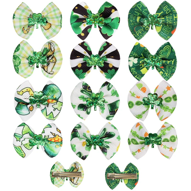 12/24 Pcs Dog Hair Bow Clips Puppy Hairpin Pet Cat Holiday Handmade Valentine Easter St. Patrick Pet Hair Accessories