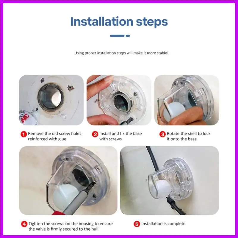 R9CC Leakproof Compact Plastic Marine Drain Valves Spherical Design Rapid Water Discharge Suitable for Multiple Vessel Types