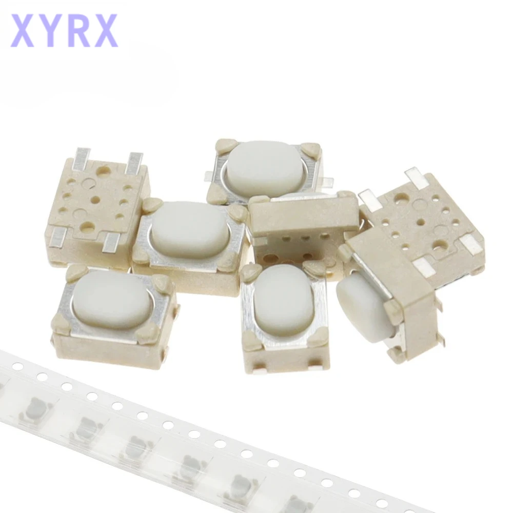 100PCS DC12V 50mA Micro Button Tact Switch SMD 4Pin 3X4X2.5MM White Tactile Tact Push Button Micro Switch Momentary 3*4*2.5mm