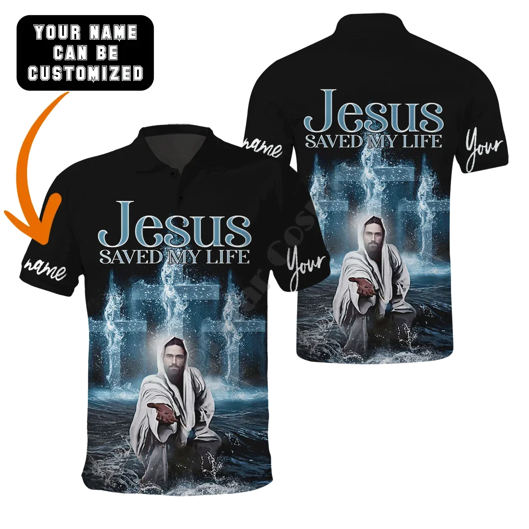 

PLstar Cosmos Summer shirts women for men Jesus Saved My Life Love Jesus Customized Polo Shirt 3D printed Short sleeve t shirts