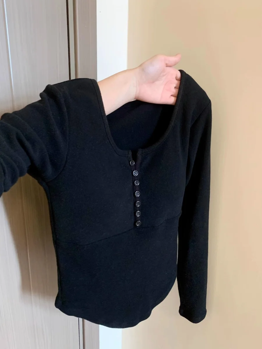 Bla المرأة طويلة Sve قاعدة irt الخريف الشتاء جديد Sle ملابس داخلية مع وسادة الصدر سليم صالح تصميم الكورية Sle تي شيرت