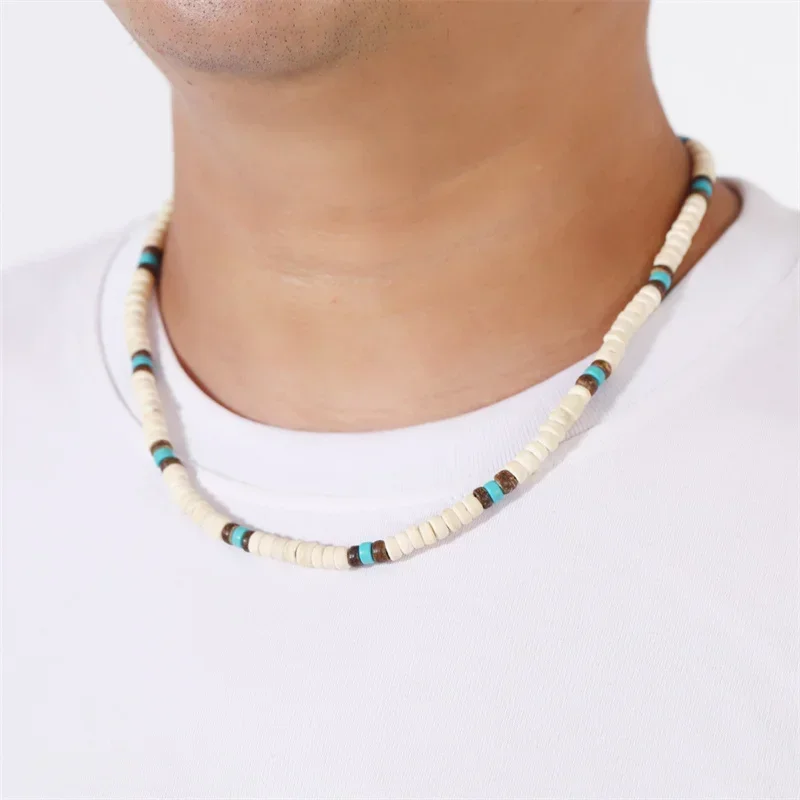 Natural Coconut Shell 3 Colors Spacer Beads Surfer Necklace Fashion New Tribal Jewelry for Men and Women Yoga Jewelry