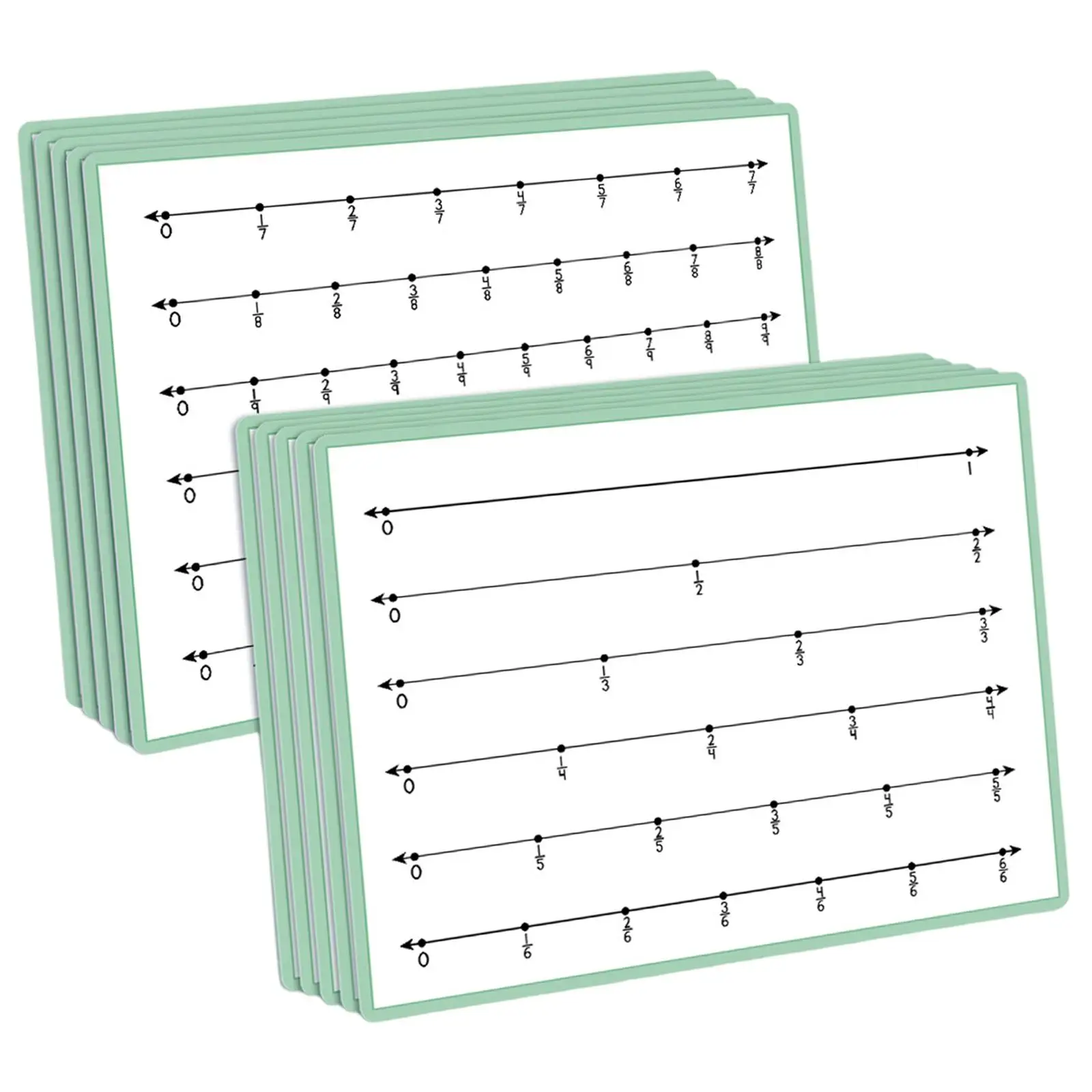 10 Pieces Fraction Manipulatives Flash Cards Erasable Math Manipulatives Games Fraction Number Line Bar for Homeschool Students