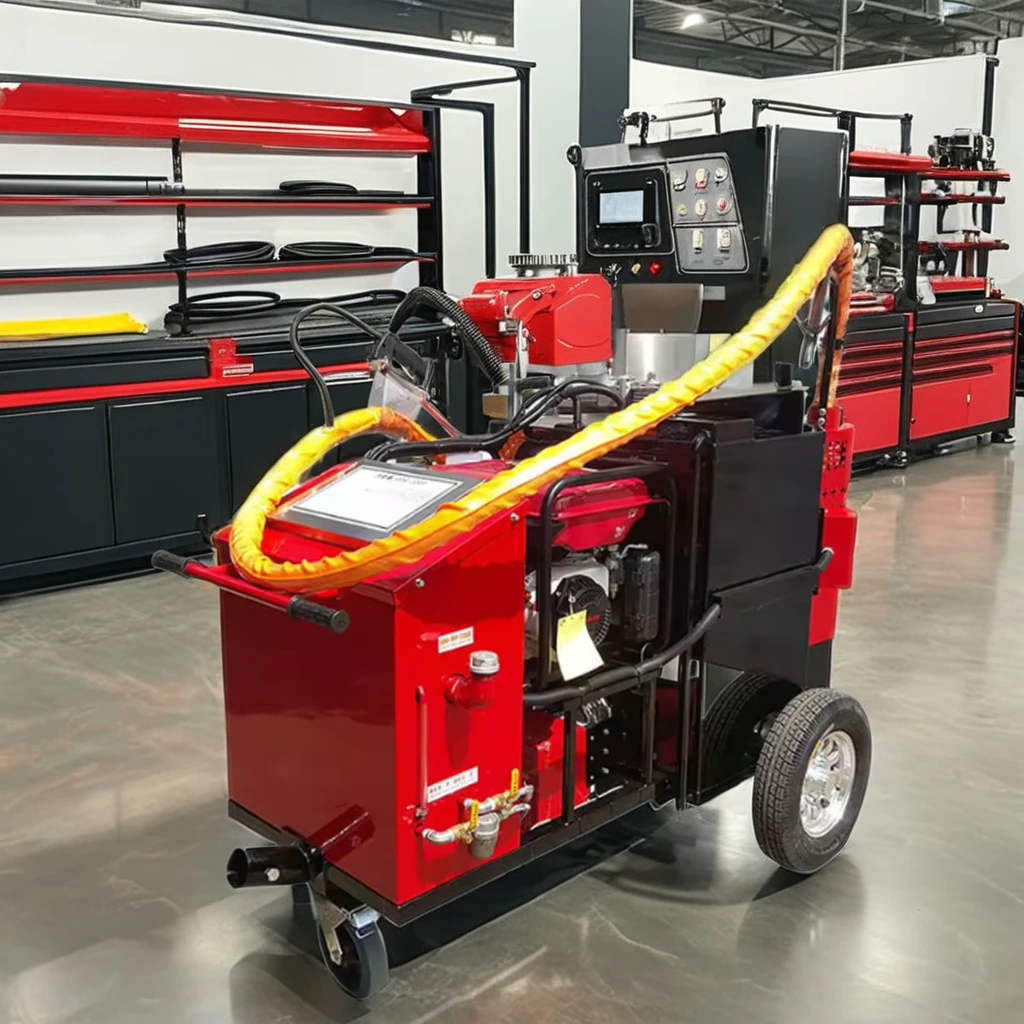 Road machinery, solid asphalt pavement crack sealers, with engine pump core components