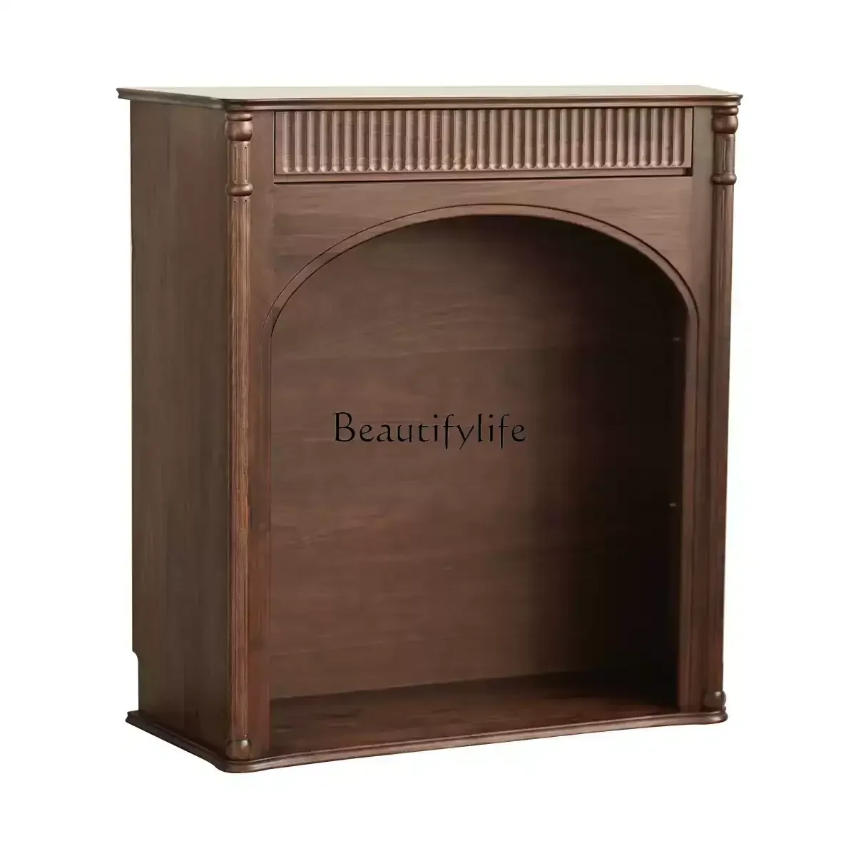 

Retro Fireplace Cabinet Homestay Decoration French Simple Fireplace Rack Black Walnut