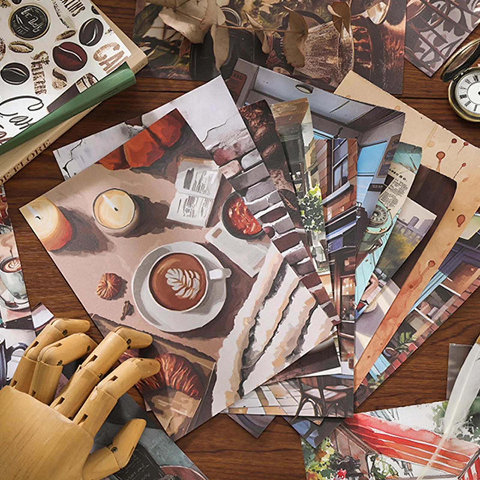 50pcs Antique American-style Stickers Coffee Weekly Museums Wandering Theme for Decorating Notebook or Diary