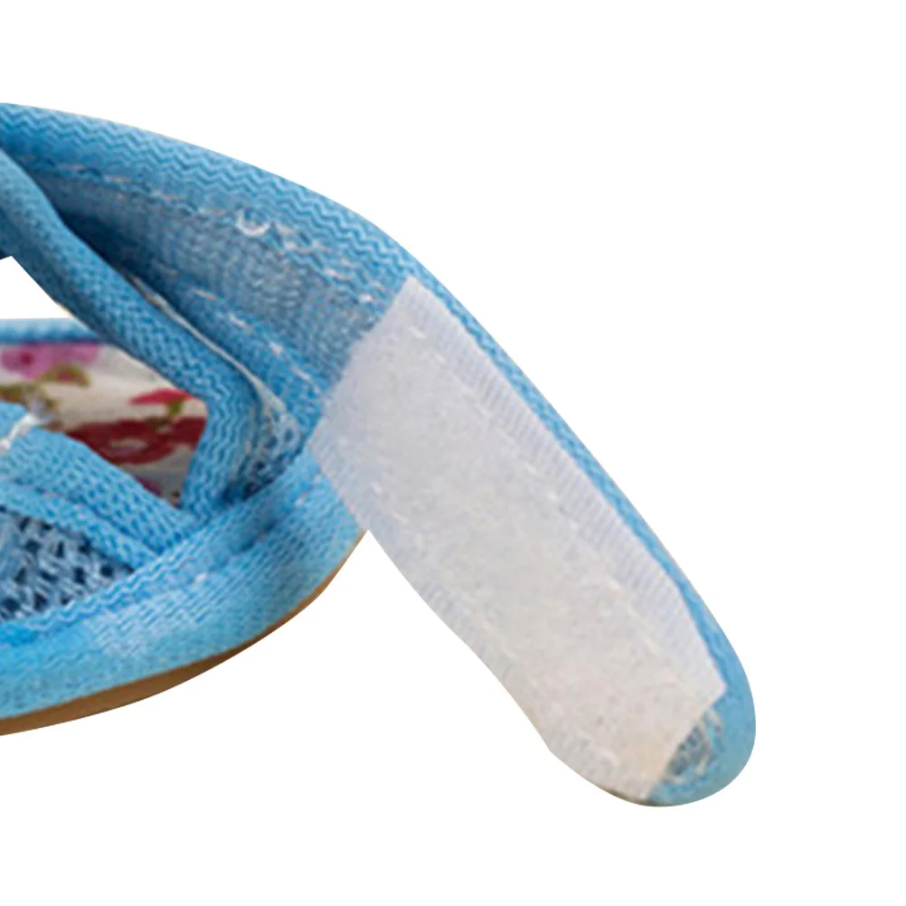 4Pcs Pet Dog Shoes Summer Mesh Sandals Anti-Slip Comfortable Wipe Clean Easy Blue Size 5 Dog Shoes Pet Sandal Sandals for Dogs