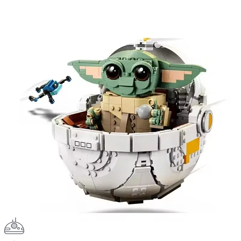 2025 New 1048pcs Cartoon Series Grogu with Hover Pram Model Legoing 75403 Building Block Ancient Assembled Toy Children's Gifts