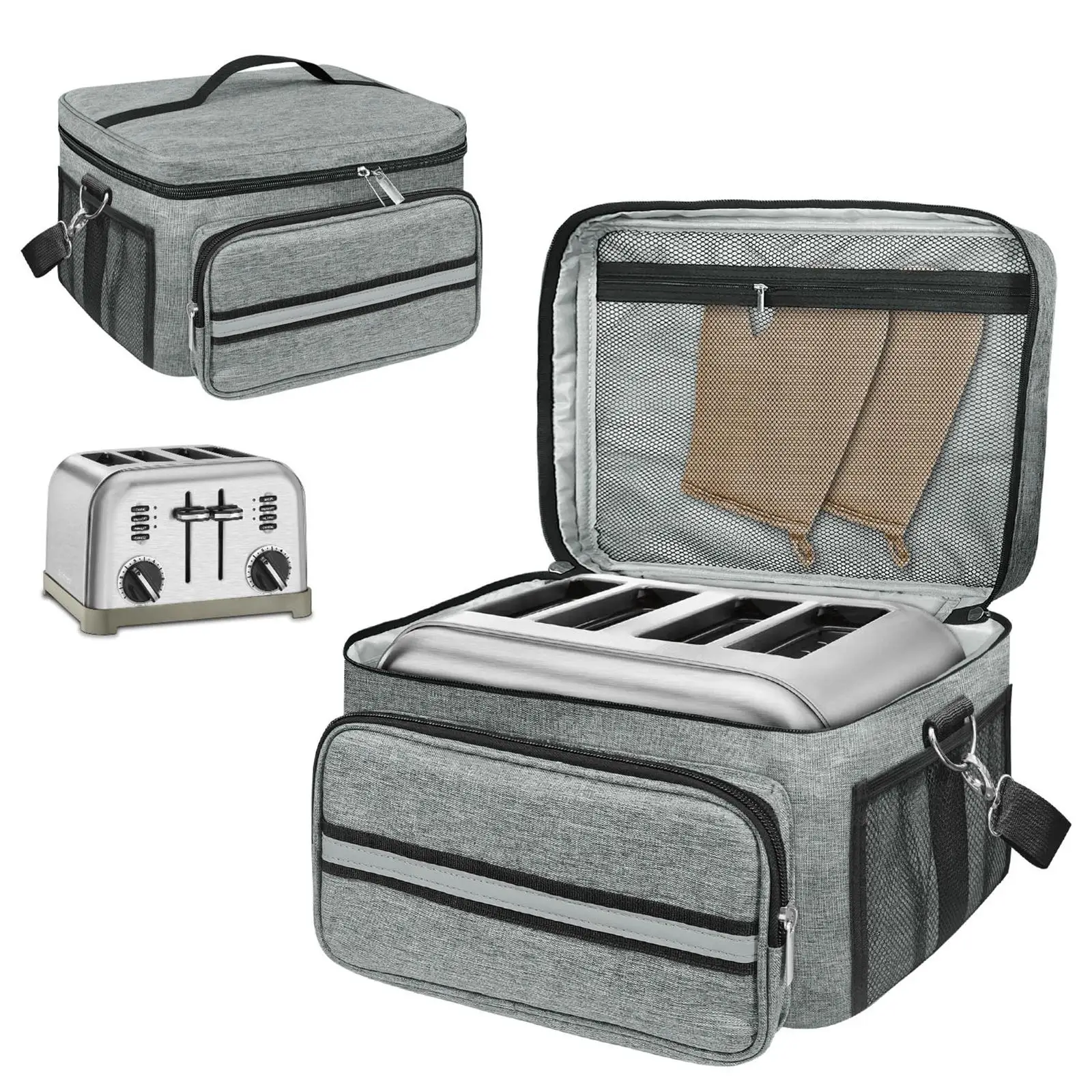 

Сумка для хранения тостера, многофункциональная сумка для переноски тостера на молнии, сумка для тостера для кемпинга, для большинства тостеров на 2 и 4 ломтика