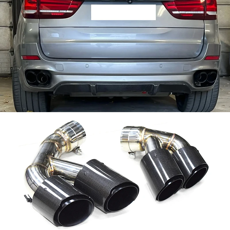 

Quad Car Exhaust Tip For BMW F15 X5 X5M 35i 2014-2018 Carbon Fiber Muffler Tip 304 Stainless Steel Car Exhaust Pipe Tailpipe