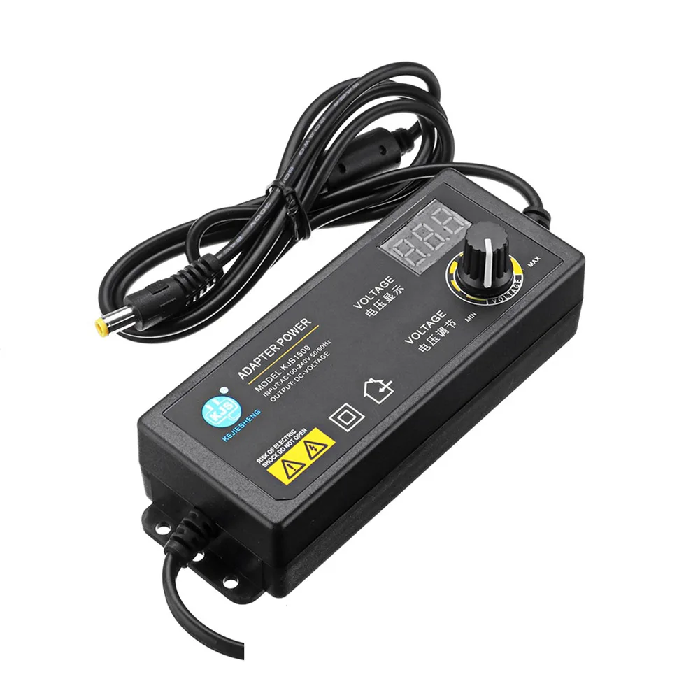 

Adjustable Voltage Power Supply Adapter 3-36V 60W with LED Digital Display for Game Motor and Router US Plug