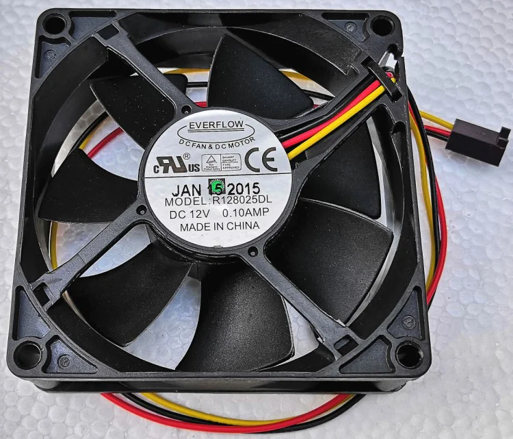 New Everflow R128025DL 80mm Fan 8cm 8025 8cm Fan 3-Wire Ball 12V 0.10A Mute Silent Cooling Fan Tach