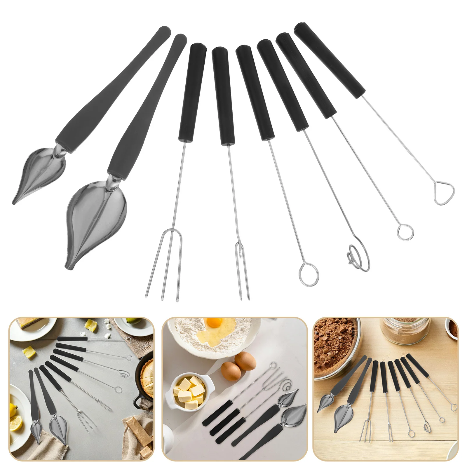 

1Set Chocolate Dipping Tool Stainless Steel Sauce Drizzle Spoon Candy Dipping Fork Cake Decorating Tools for Desserts Pastries