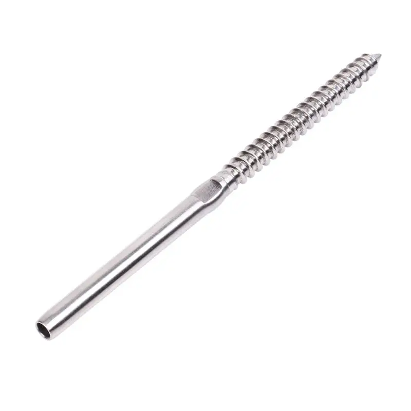 AEE8-100 Pack T316 Stainless Steel 1/8Inch Right&Left Handed Thread Swage Lag Screws For Wood Post Of Steel Cable Railing Kit