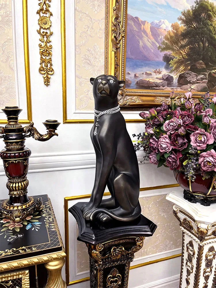 

Black Leopard Sculpture,Modern Floor Decoration,Home Decor,Living Room Entrance,TV Cabinet,Hotel Villa Statue,Desktop Ornament