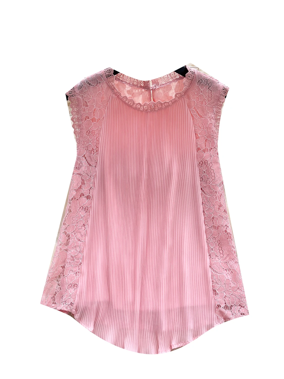 Chic Lace Splice รอบ Ne Svel irt ผู้หญิงฤดูร้อนน้ําหนักเบา Luxury Lady หลวม Ele irt อินเทรนด์เกาหลี Sle