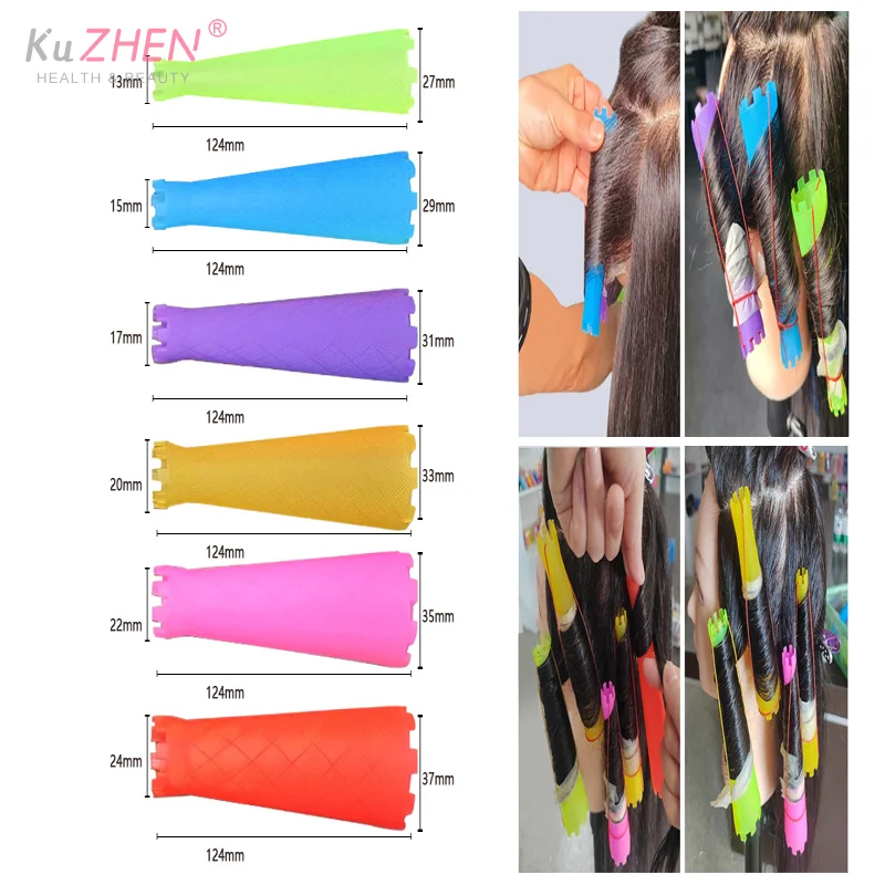 6Pcs Hair Perm Rods Cold Wave Rods Plastic Perming Rods Hair Curling Rollers DIY Curlers Heatless Hair Curler Hair Styling Kit