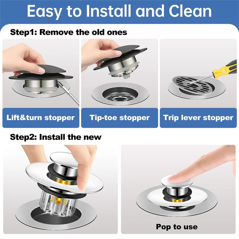 

【Ограниченный на складе!】Медная пробка для ванны, конструкция Catcher 2-в-1, ловля волос для сливной пробки с корзиной для фильтра против засорения для