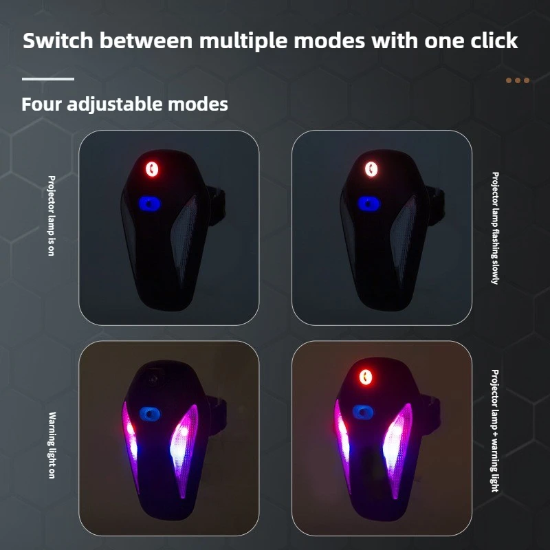 ضوء خلفي للدراجة قابل لإعادة الشحن مع مستشعر فرامل ذكي وإسقاط تحذير LED لسلامة ركوب الدراجات في الهواء الطلق لركوب الدراجات الجبلية