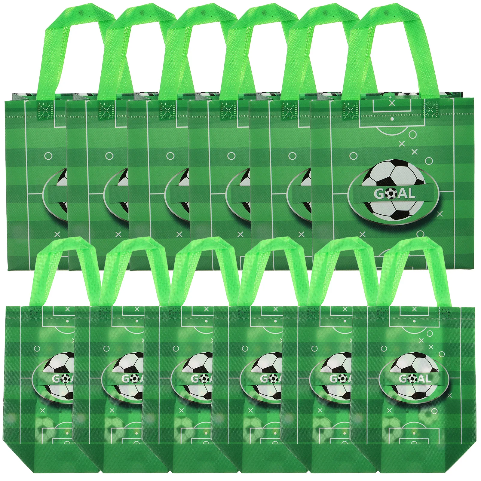 

12 Pcs Gift Football Theme Non Woven Fabric Party Sports Goodie Bags for Kids Birthday Halloween Christmas Storage Presents
