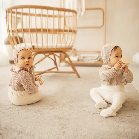 Ali Layette AW25 Brun Kantband Och Kofta Kollektion Bomullsset för Babyer Matchande Mössa Barnsparkdräkter 8 best sales matchande träningsoveraller för far och son - №3