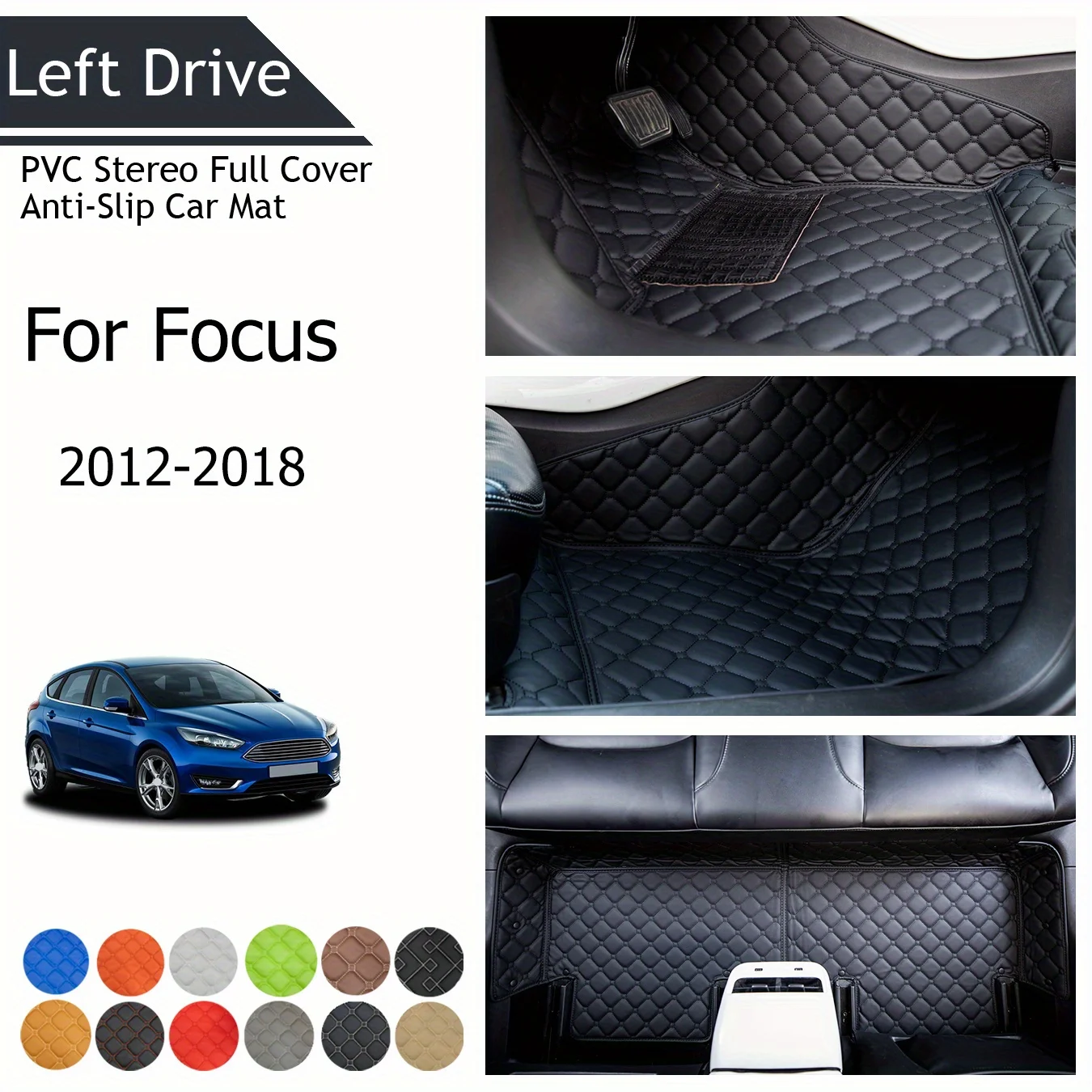 

TEGART 【LHD】For Ford For Focus 2012-2018 Three Layer PVC Stereo Full Cover Anti-Slip Car Mat car accessories