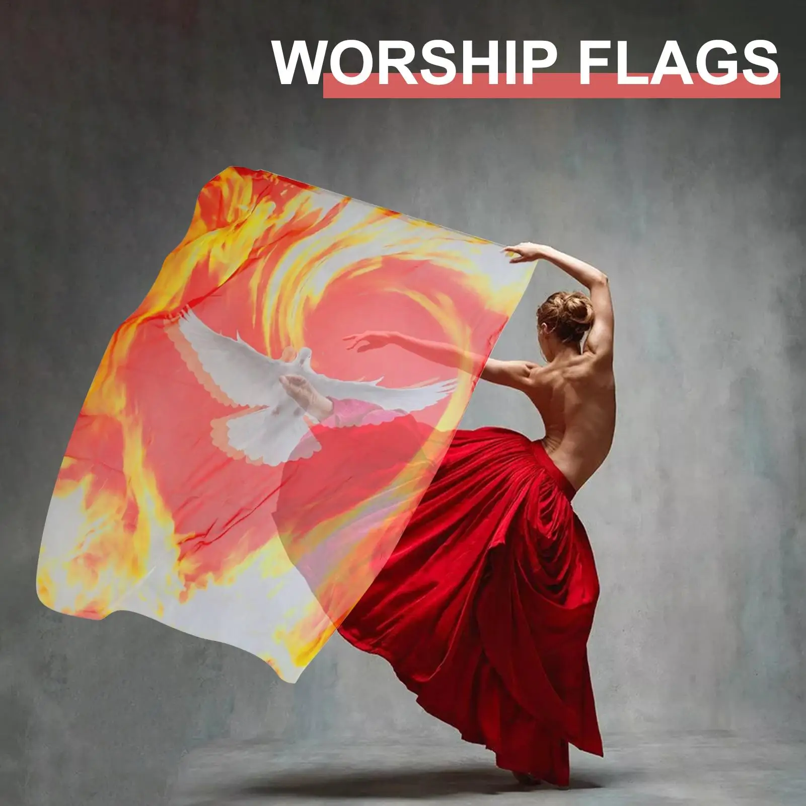 Worship Flags Worship Angel Wing Flag for Dance Church Chiffon Banner for Beginner Girls Christian Dancers Practice Performance