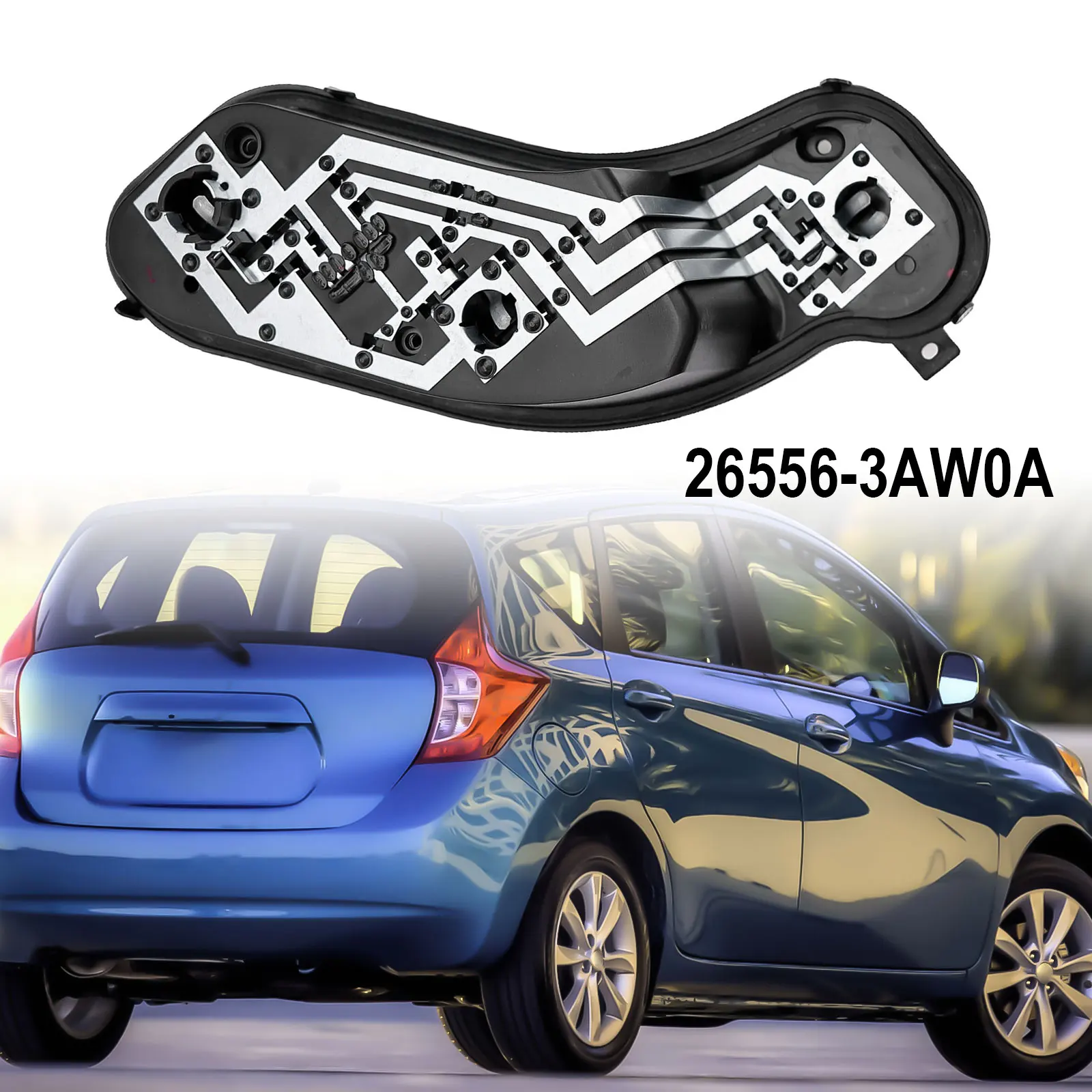 

Задняя фонарь, разъем 26556-3AW0A, подходит для Nissan Versa Sedan 2013-2019, черный, серебристый, пластиковый, левый задний разъем, замена розетки
