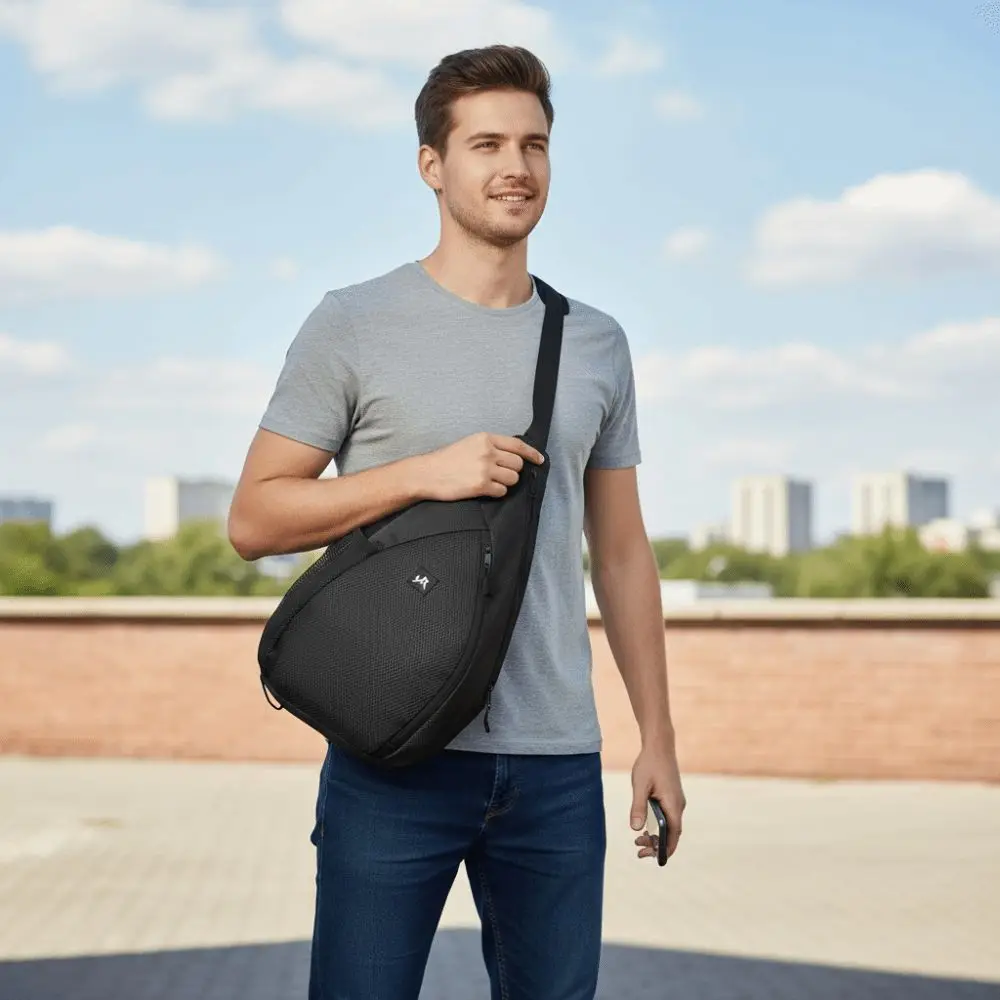 Large Capacity Badminton Racket Bag Side Pocket Lightweight Sports Sling Bag Cross-Body Comfortable Tennis Should Bag Men Women