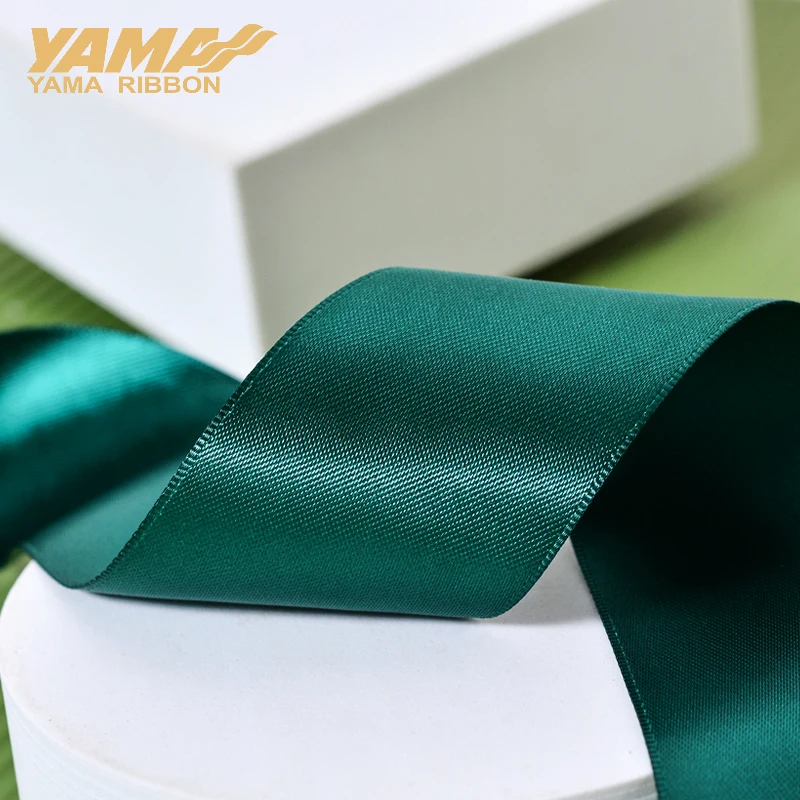 YAMA 25 28 32 38 mm 100yards/lot Single Face Satin Ribbon Light and Dark Green for Party Wedding Decoration Wedding supplies