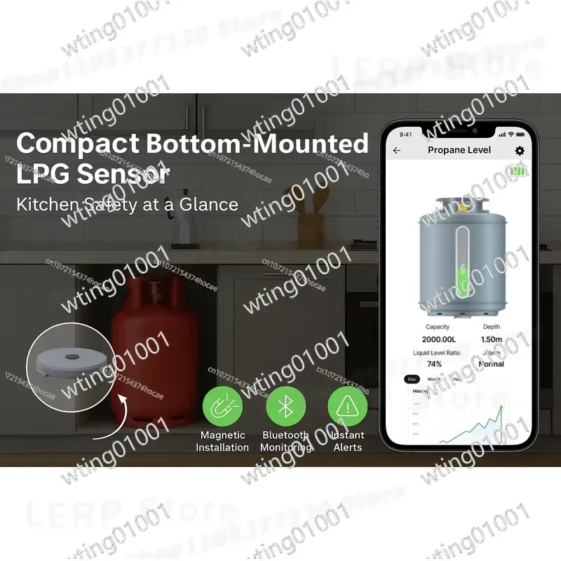 for LPG2412-BT Smart Gas Level Monitor with Bluetooth App Control for Propane Methane Tanks Battery Powered for RV Outdoor