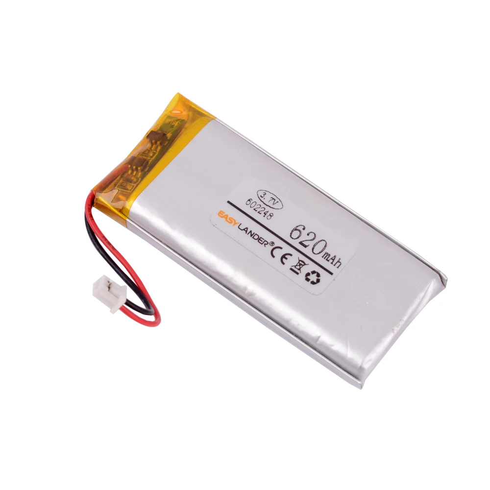 JST 1.25mm 2 pin  602248 3.7V 650mAh Lithium Polymer Li-Po Rechargeable li ion Battery