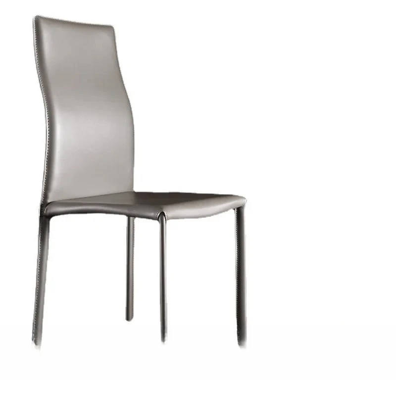 LMM  High Backrest High Back Saddle Leather Dining Chair Modern Simple Home Stool Internet Celebrity