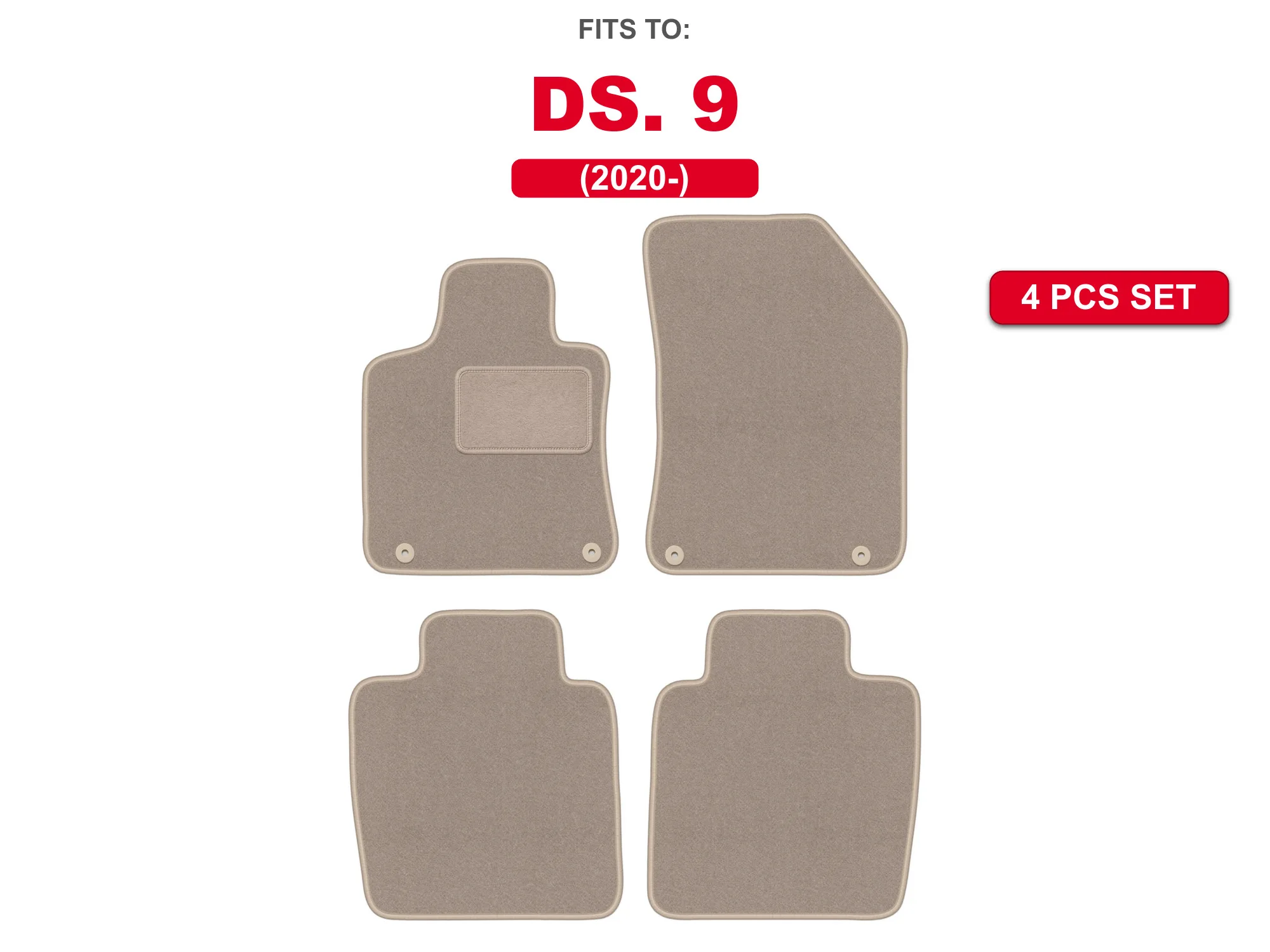 Velours autovloermatten voor: DS. 9 2020-beige sedan auto-automatenset