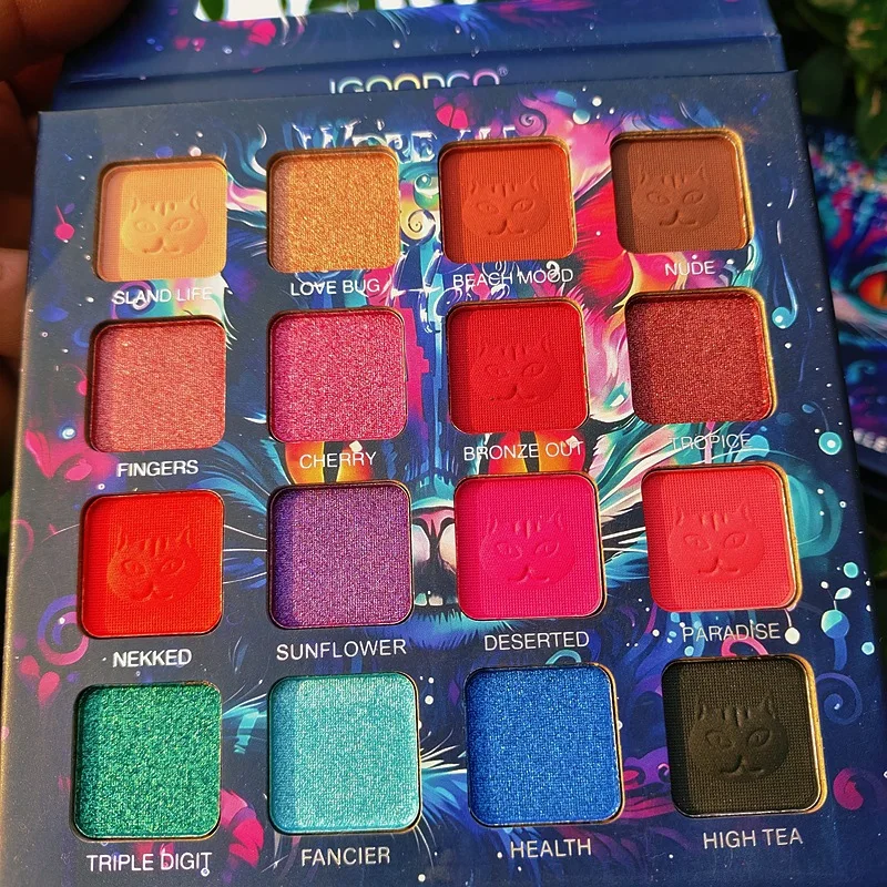 Paleta de maquillaje de lentejuelas en polvo brillante, 16 colores, brillo mate, maquillaje de escenario, paleta Cos