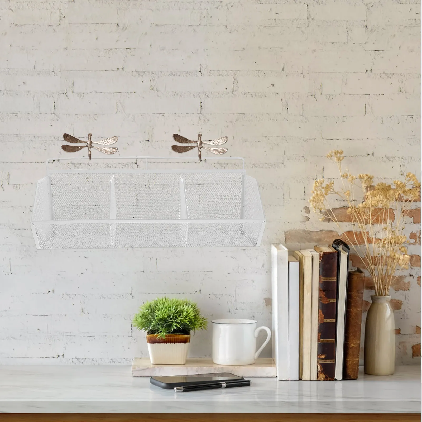 

Wire Mesh File Organizer 3-Compartment Slanted Document Holder Office Desk Storage Rack Desktop Magazine Holder Mesh Document