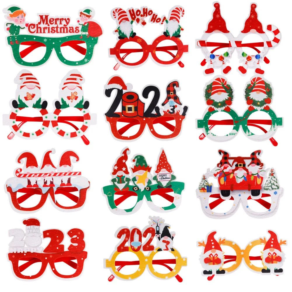 2023 Santa Sneeuwpop Glazen Kerstversiering Kerst Brilmontuur Volwassen Kids Gift Christmas Xmas Decor Nieuwe Jaar Noel