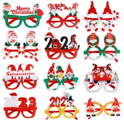 2023 Santa Snowman Glasses Christmas Decorations Christmas Glasses Frame Adult Kids Gift Christmas Xmas Decor New Year Noel