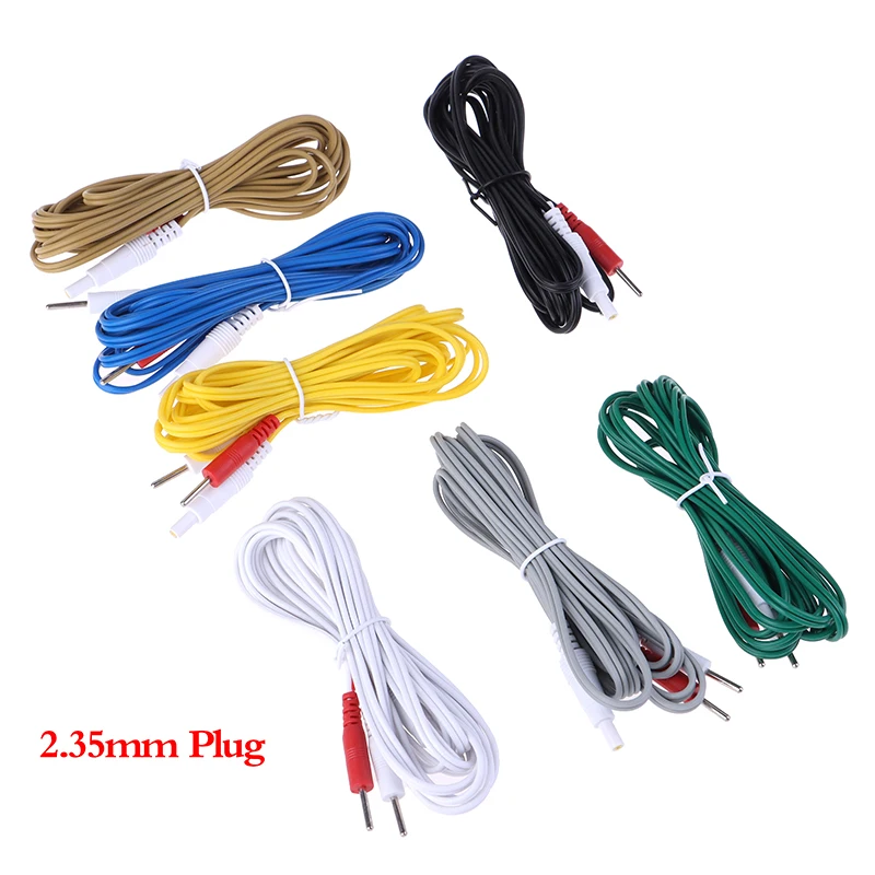 

2.35mm 2Plugs New Electrotherapy Electrode Lead Electric Shock Wires Cable For Massager Connection Cable Massage And Relaxation