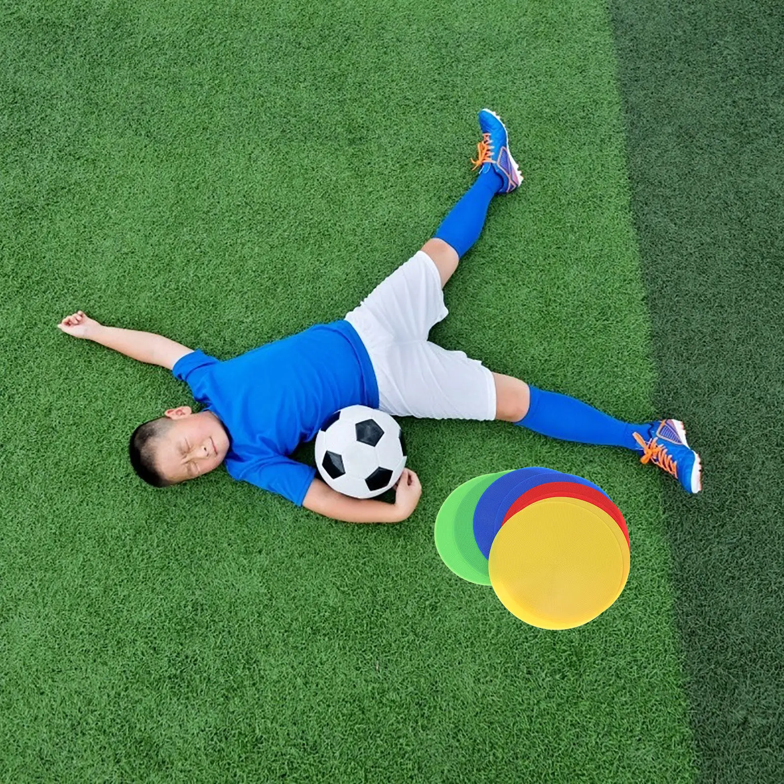 8Pcs Stadium Landmark Pads Colorful PVC Flat Disc Markers Red Blue Yellow Green for Soccer Training Spot Markers Sports