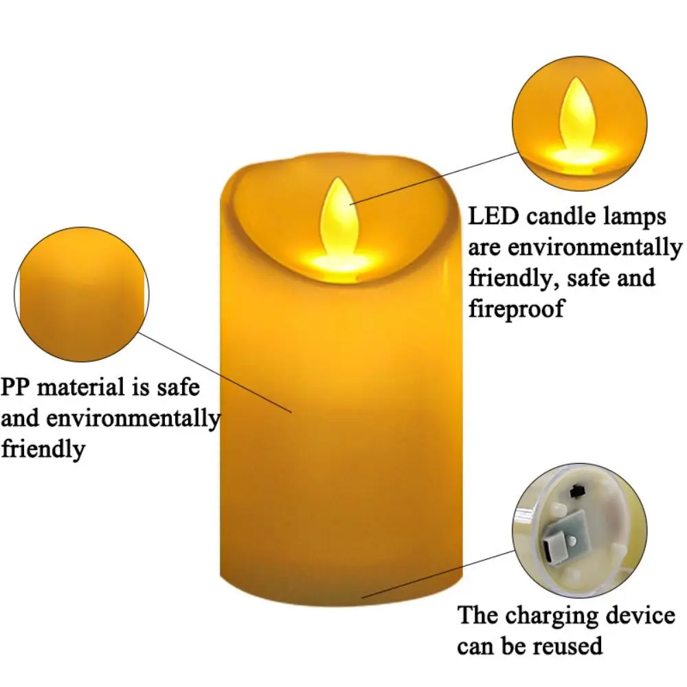 Candele elettroniche creative Candele luminose calde decorative ricaricabili tramite USB Candele simulate senza fiamma impermeabili