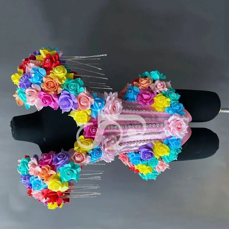 Body Vintage avec chaîne de forage à fleurs pour femmes, tenues de Festival, Costume de danseuse Gogo, robe de Jazz sur scène, vêtements Rave