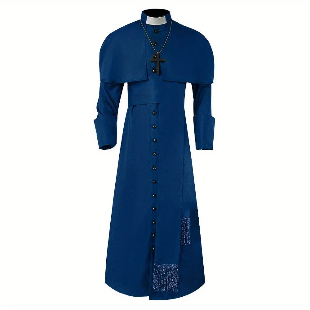 Medieval Solid - Color Priest Cosplay Costumes: Halloween Wizard and Church Cleric Role - Playing Outfits