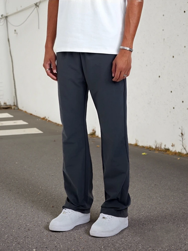 

S American Retro Sorona Cool Sensation Ice Skin Casual Pants Slim Lightweight Flared Straight Leg Long Trousers for Men