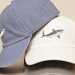 Shark Baseball Cap Shark Embroidered Cap Cotton Trucker Hat Summer Dad Hat High Quality Adjustable