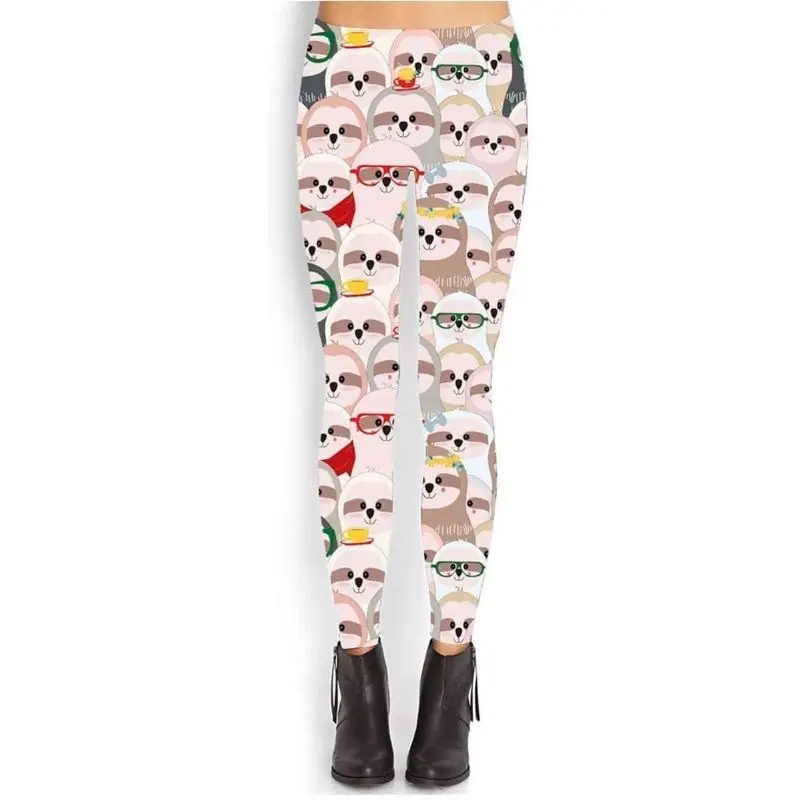 Leggings con stampa donna 3d 2022 pantaloni moda Plus Size cane pesce gufo pantaloni Stretch Sexy Casual cotone unicorno gatto bradipo Leggings