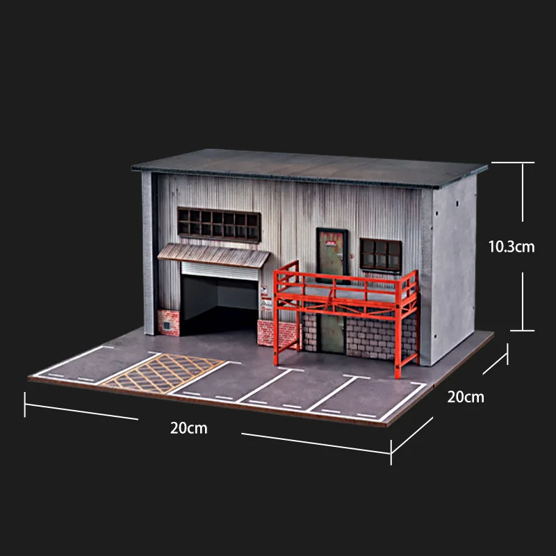 1:64 Diorama with LED Light American Style Garage Building Parking Lots