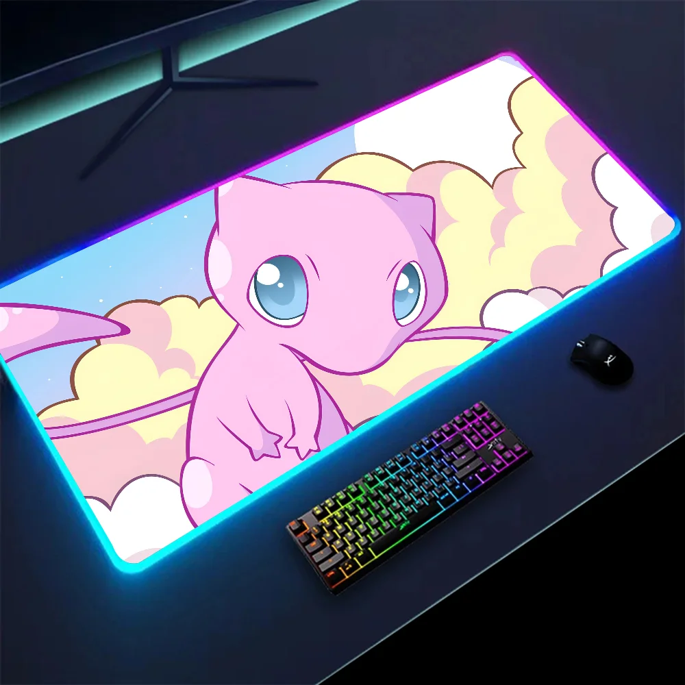 1pc Anime P-Pokemons XXL RGB Gaming Mouse Pads HD Black Gamer Accessories Large LED